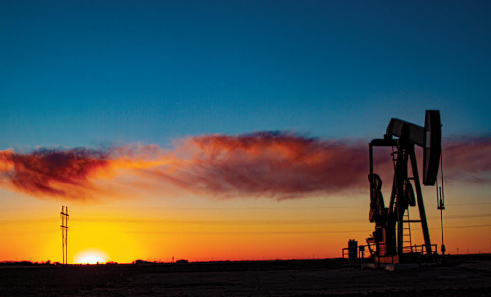 Texas Sunset with Oilfield equipment