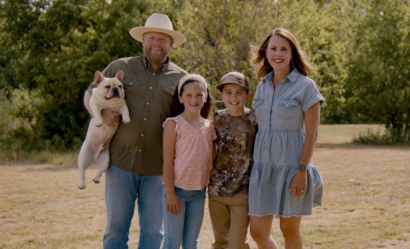 Ryan Moore and family on their ranch in Hico, Texas